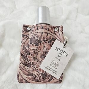 Authentic Tote + Able Floral Flask with Shot Glass Cap | 4 oz Pink Canvas | NWT